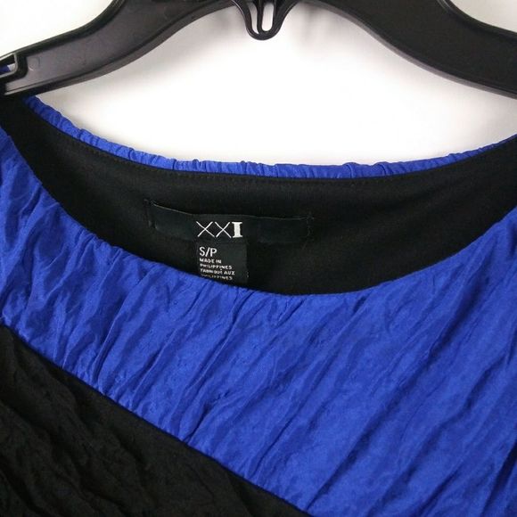 XX1 Blue Black Textured Fitted Small Petite Dress Block Color Bodycon Evening - Picture 2 of 3